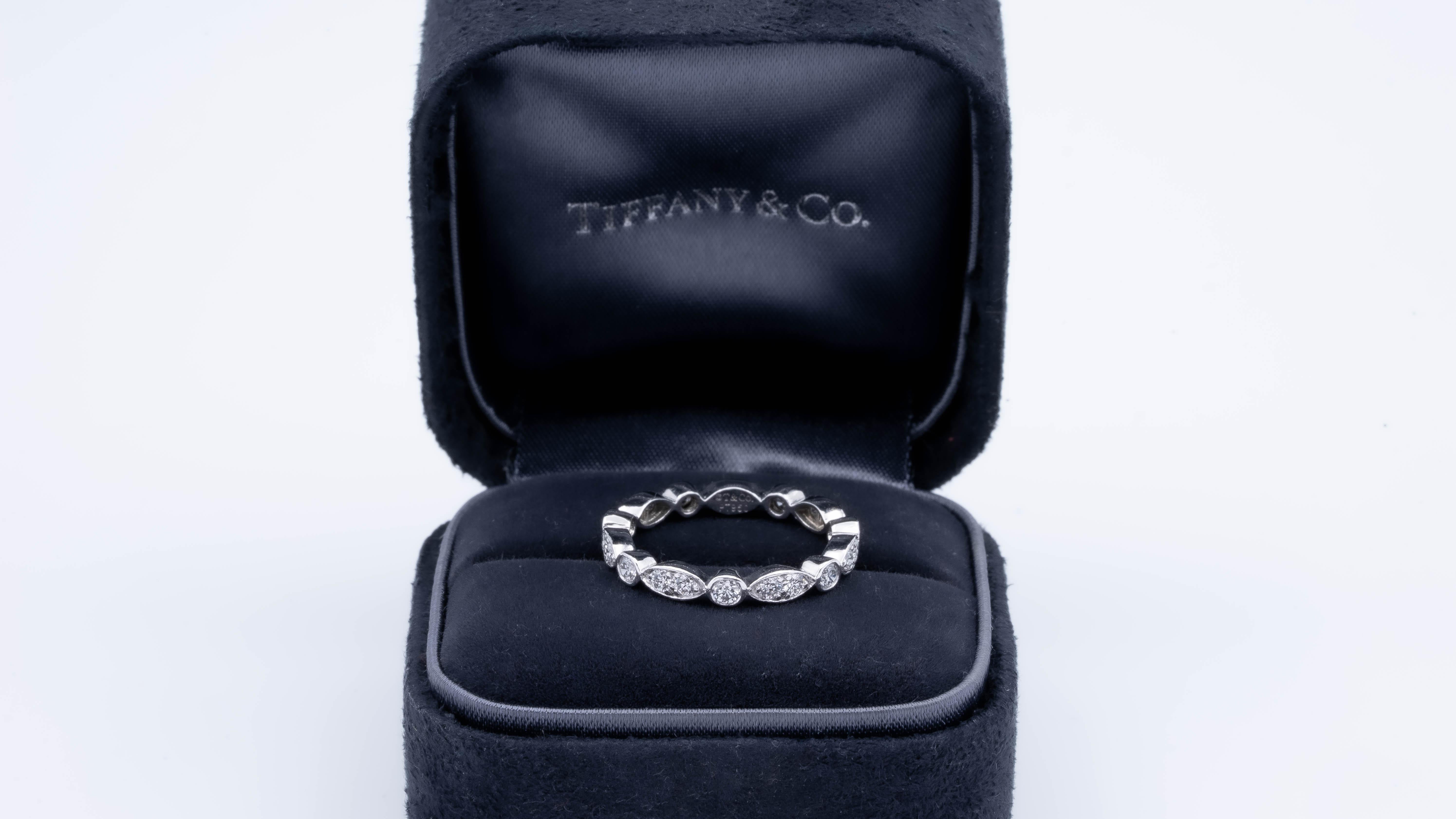 Modern Tiffany & Co. Platinum Diamond Jazz Eternity Band Ring 0.60 Cts. 3mm Size 6.5