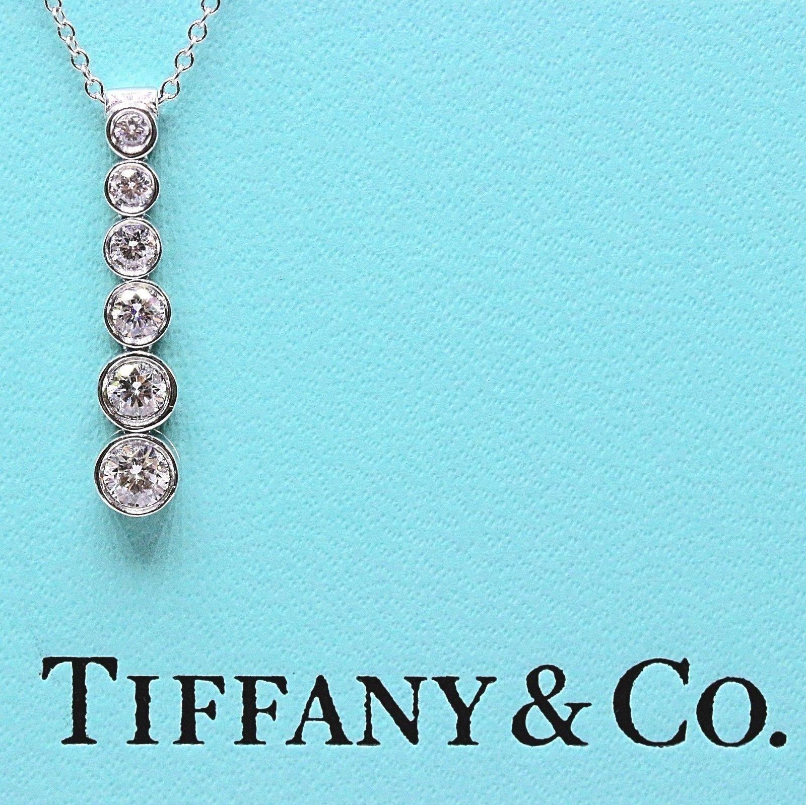 Tiffany & Co. Diamond Jazz Graduated Drop Pendant Necklace in Platinum 0.50 TCW In Excellent Condition In San Diego, CA