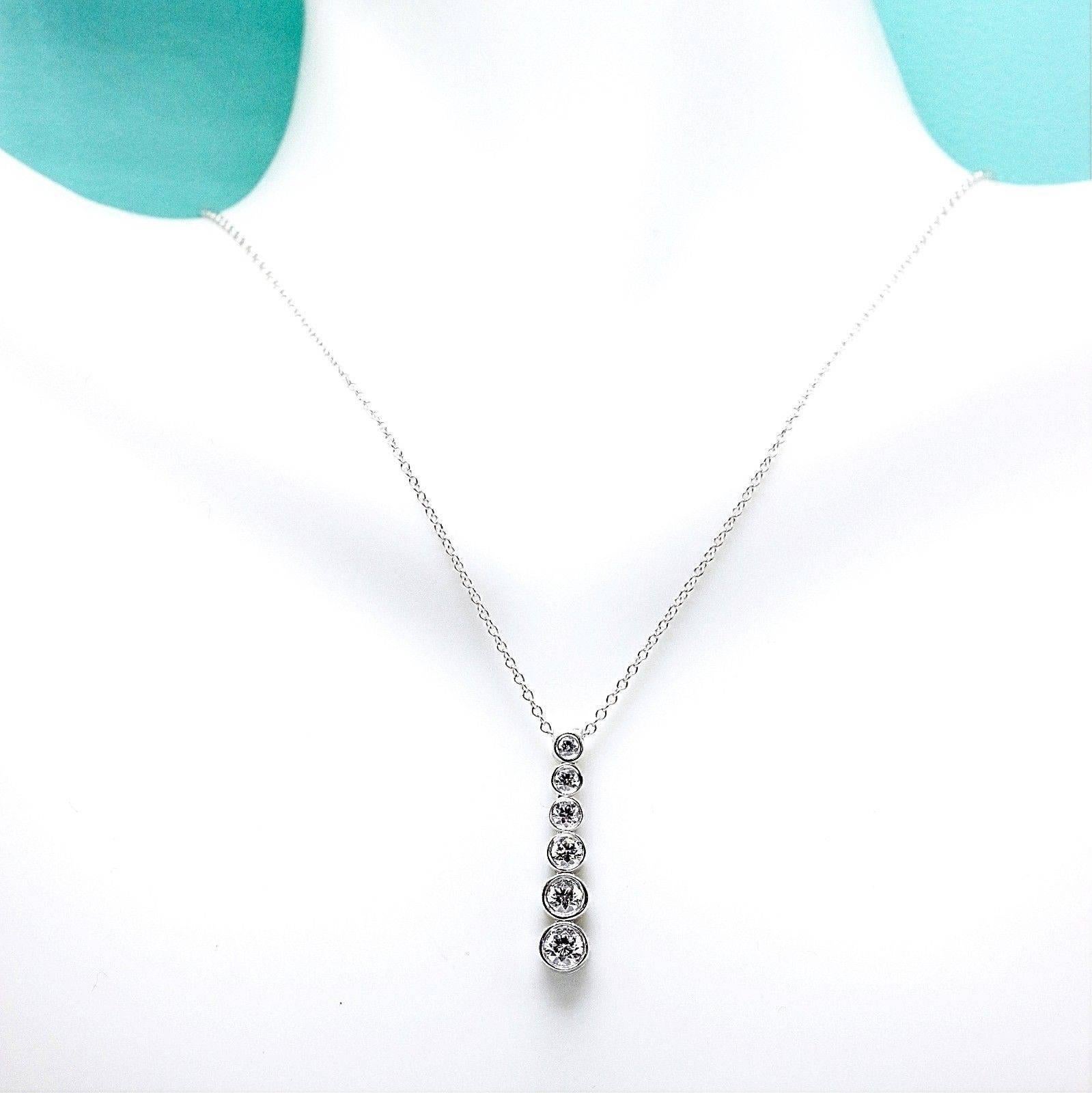 Women's Tiffany & Co. Diamond Jazz Graduated Drop Pendant Necklace in Platinum 0.50 TCW