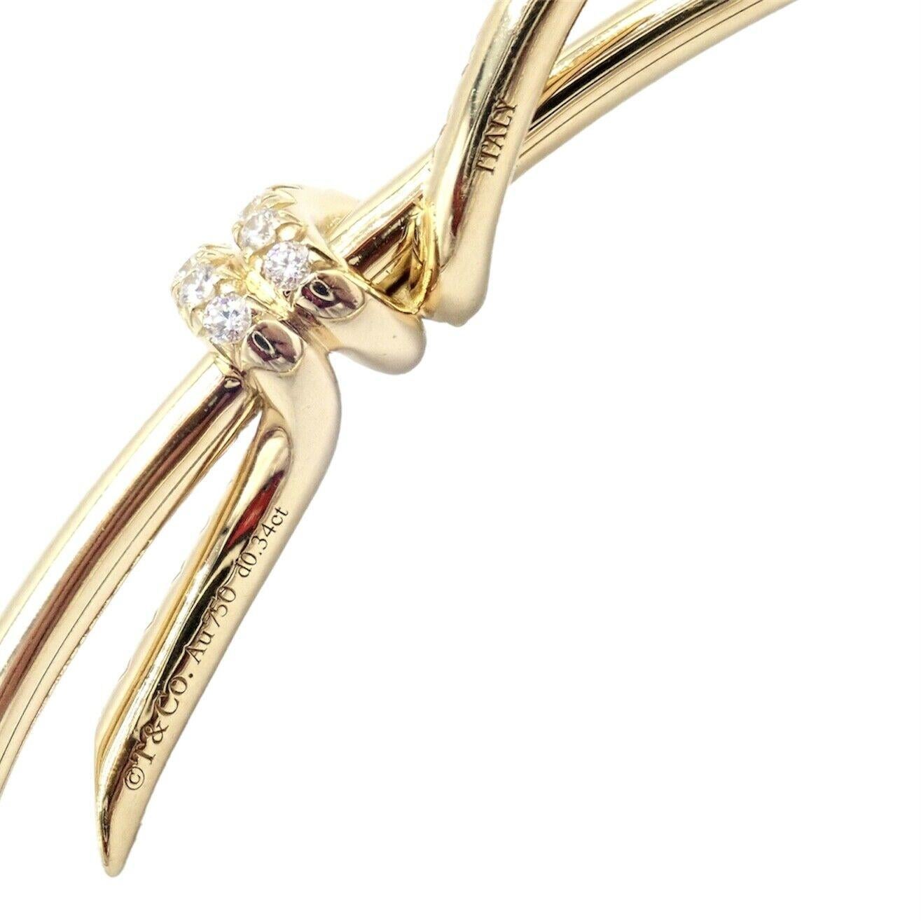 Tiffany & Co Diamond Knot Yellow Gold Bangle Bracelet 3