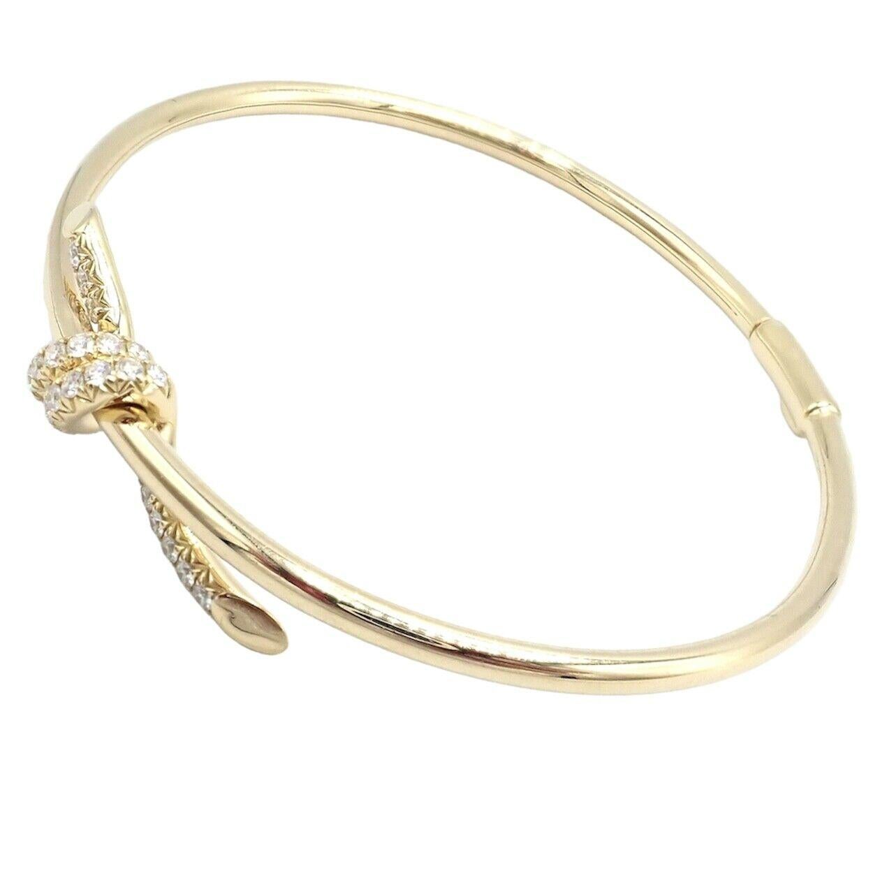 Tiffany & Co Diamond Knot Yellow Gold Bangle Bracelet 4