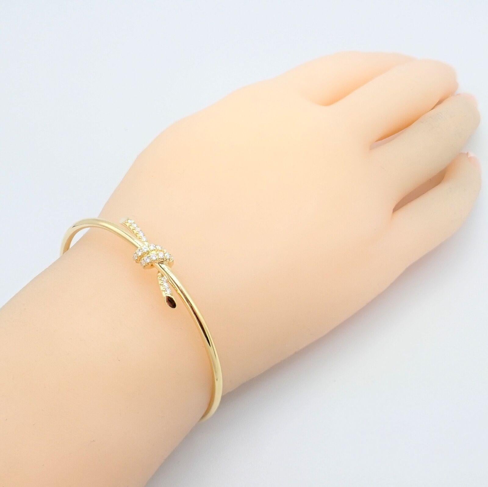 Tiffany & Co Diamond Knot Yellow Gold Bangle Bracelet 1