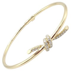 Tiffany & Co Diamond Knot Yellow Gold Bangle Bracelet