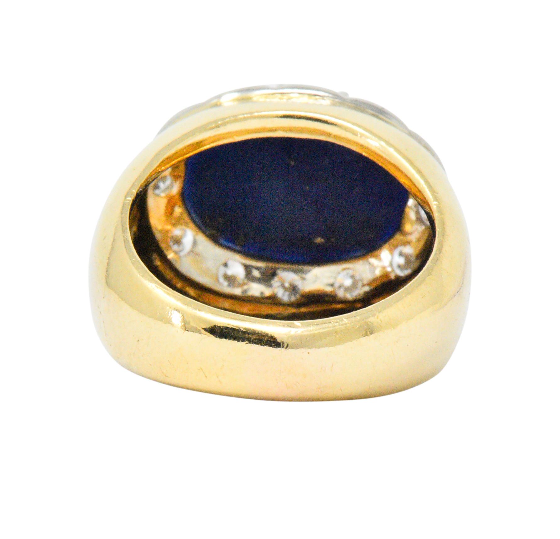 Tiffany & Co. Diamond Lapis Lazuli 18 Karat Gold Cocktail Ring In Excellent Condition In Philadelphia, PA