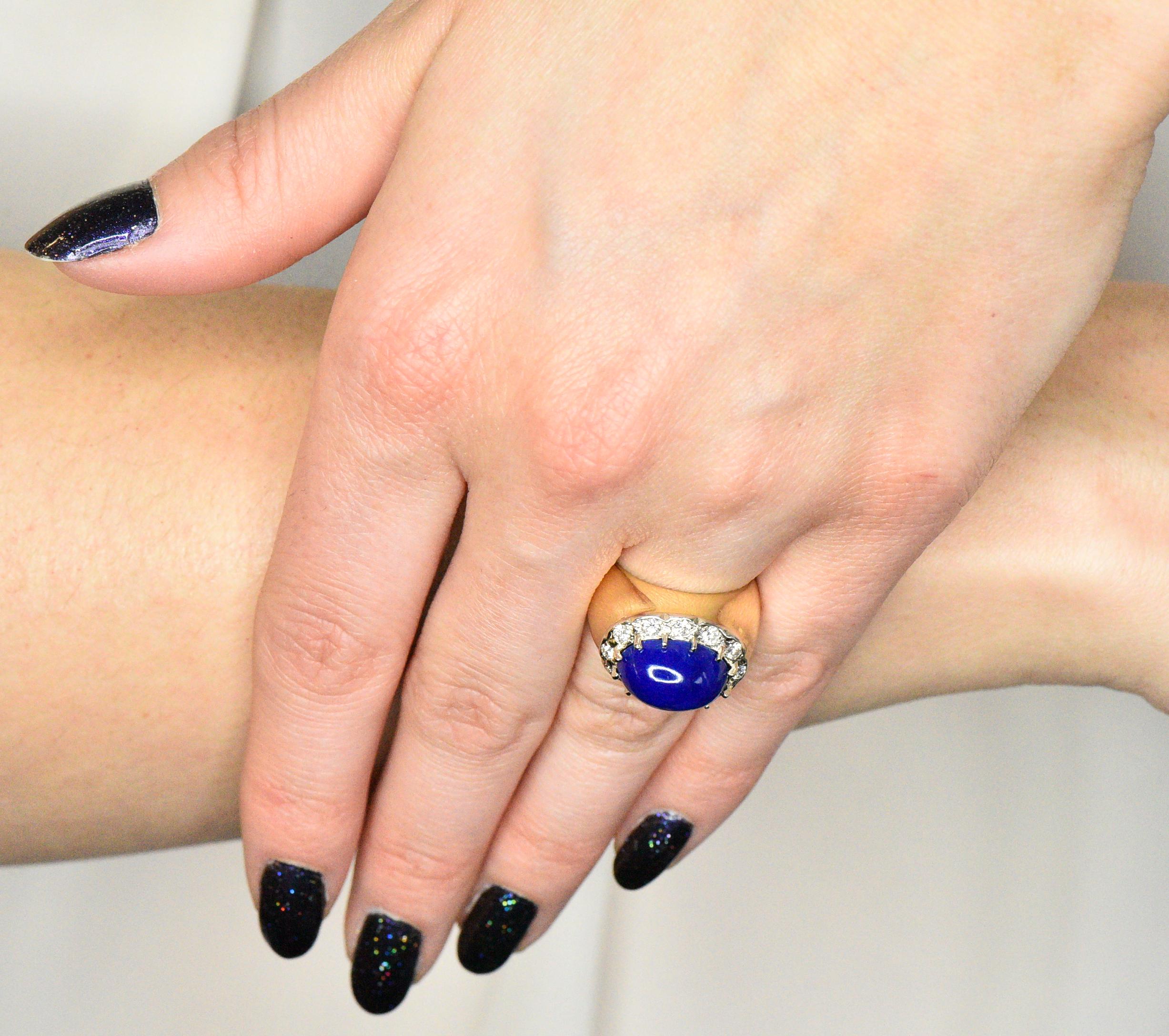 Tiffany & Co. Diamond Lapis Lazuli 18 Karat Gold Cocktail Ring 4