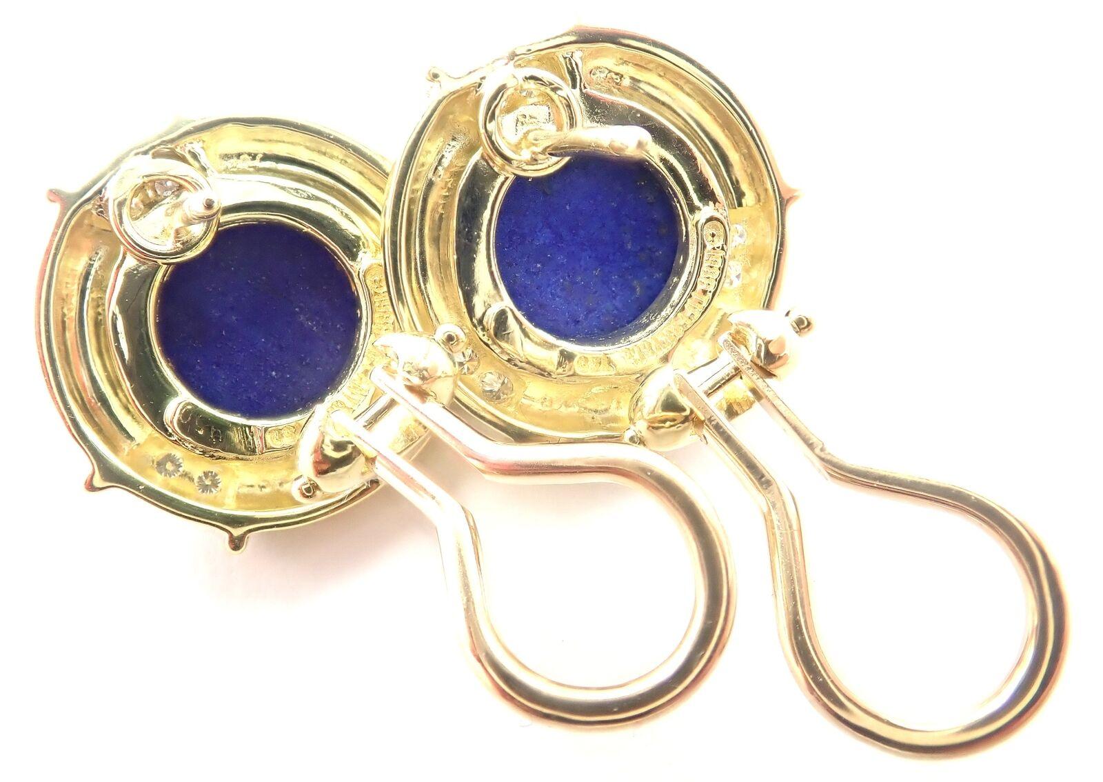Tiffany & Co Diamond Lapis Lazuli Yellow Gold Earrings For Sale 2