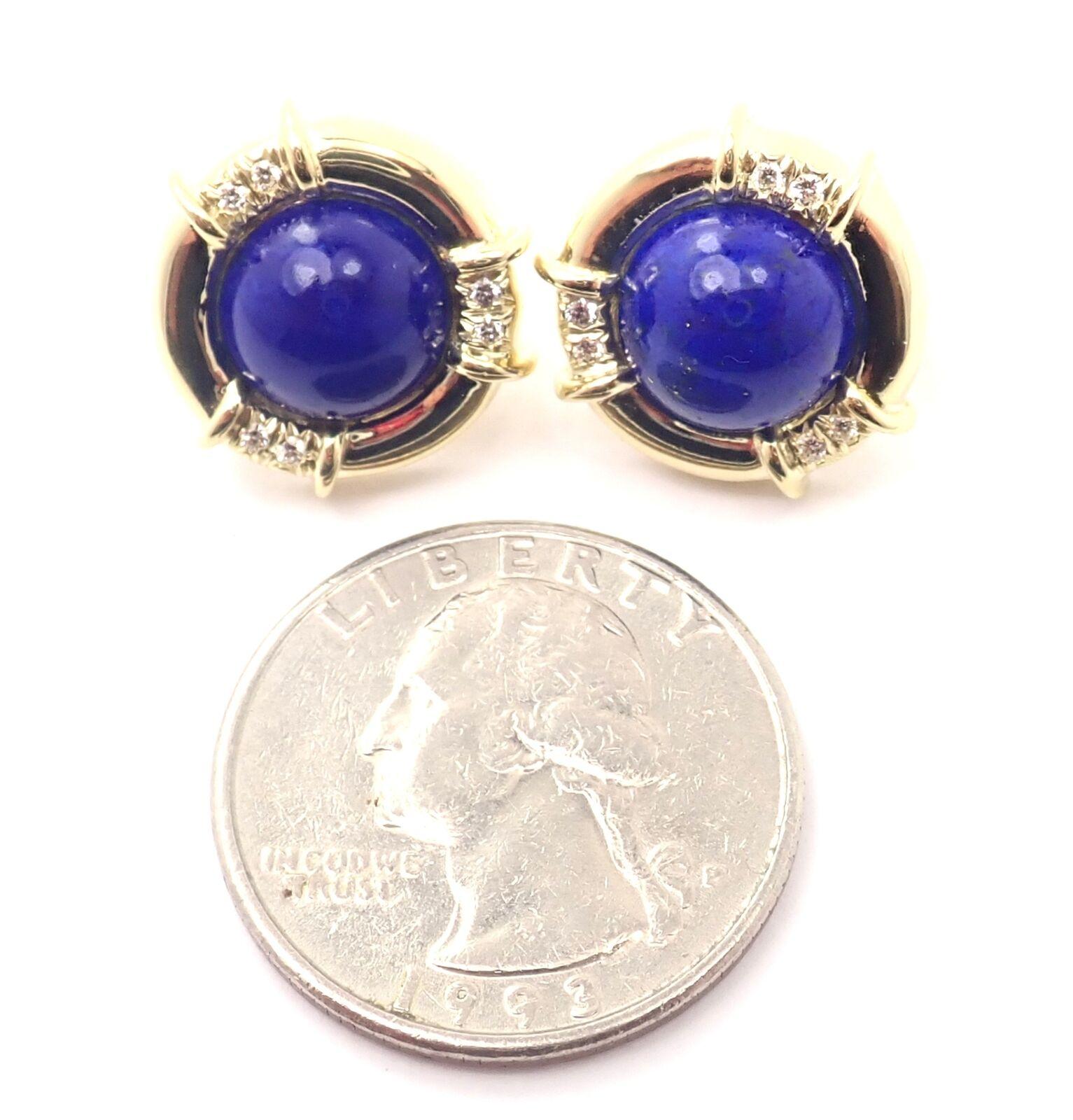 Tiffany & Co Diamond Lapis Lazuli Yellow Gold Earrings For Sale 3