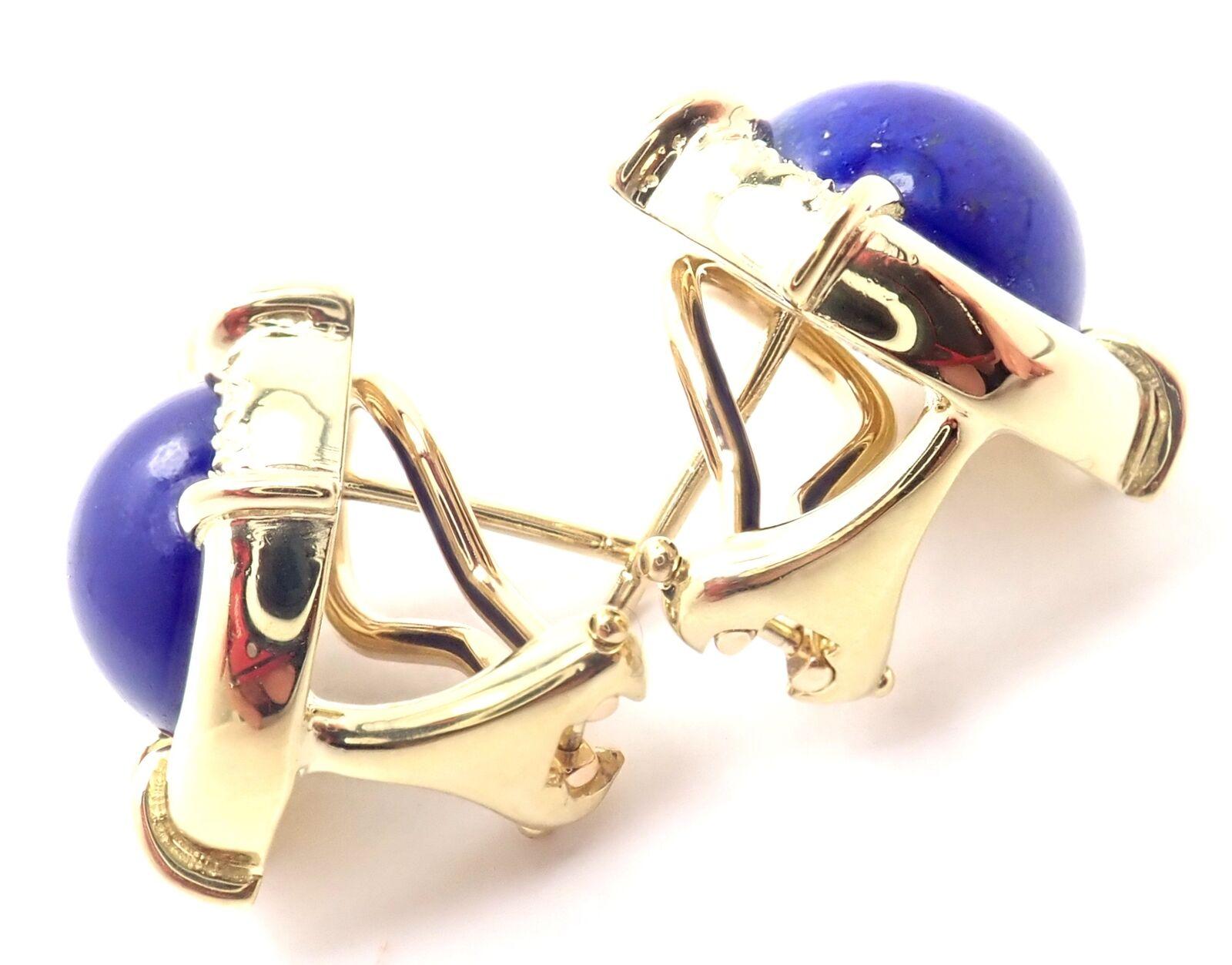Tiffany &amp; Co. Boucles d'oreilles en or jaune avec lapis-lazuli et diamants Unisexe en vente