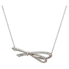 Tiffany & Co Diamond Large Bow Pendant Necklace Set In 18ct White Gold