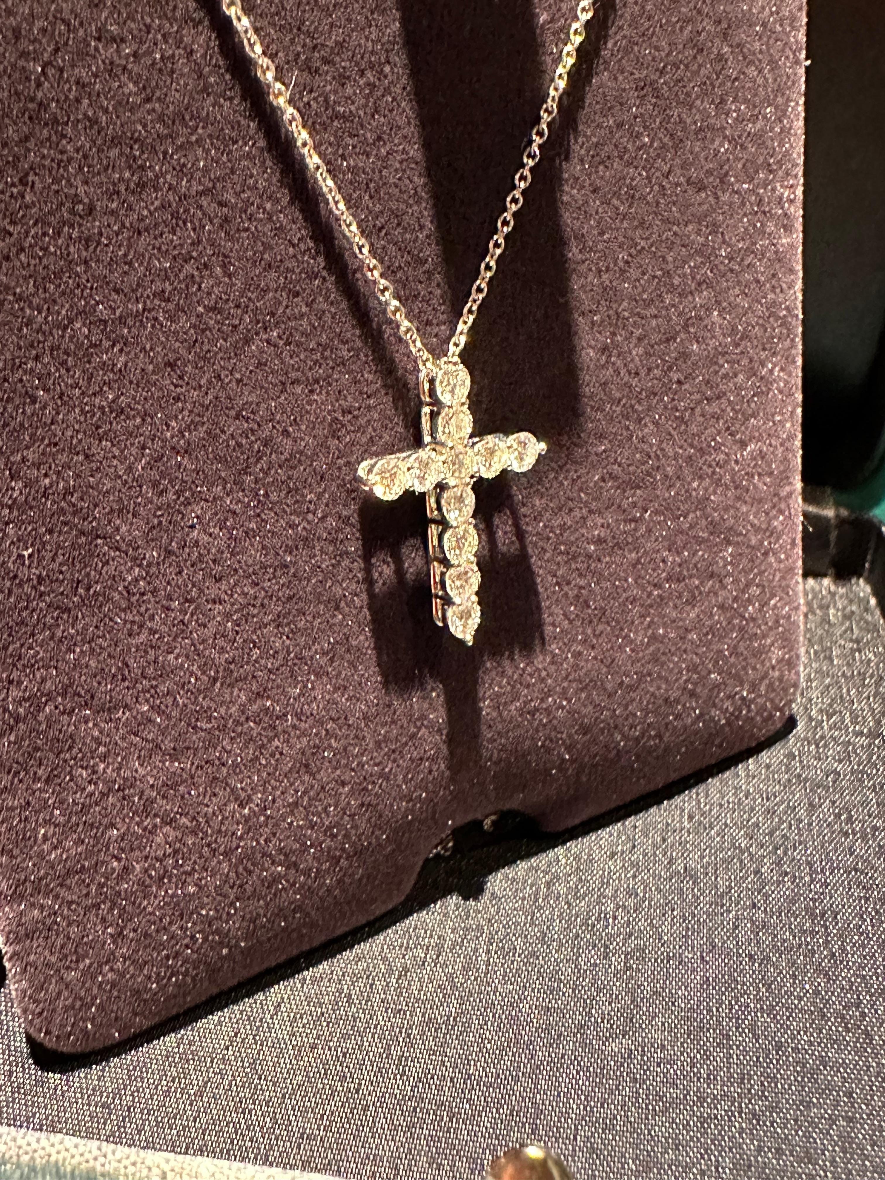 Tiffany Co Diamond Large Cross on the chain  In Excellent Condition For Sale In New York, NY