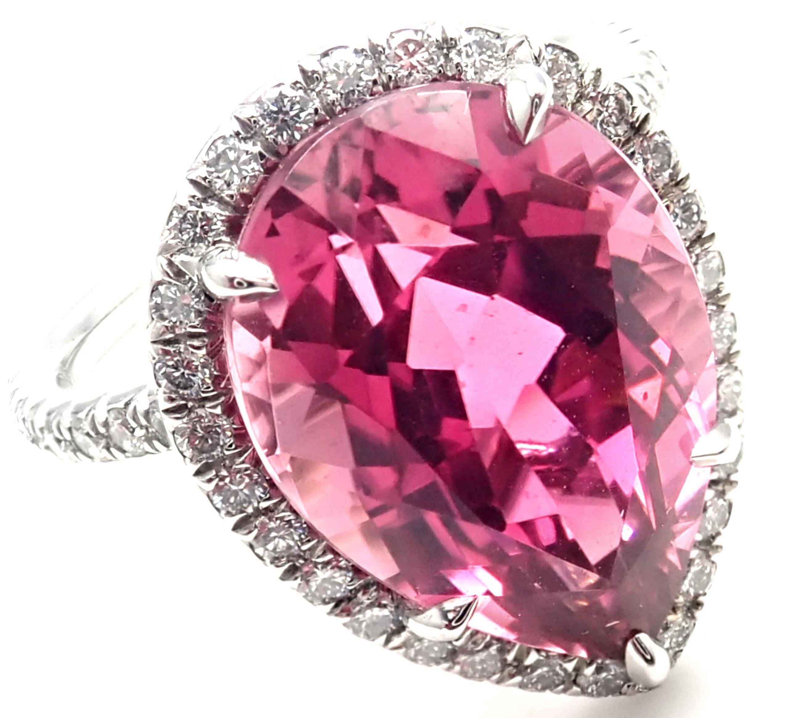 Tiffany & Co. Diamond Large Pink Tourmaline Platinum Ring 3