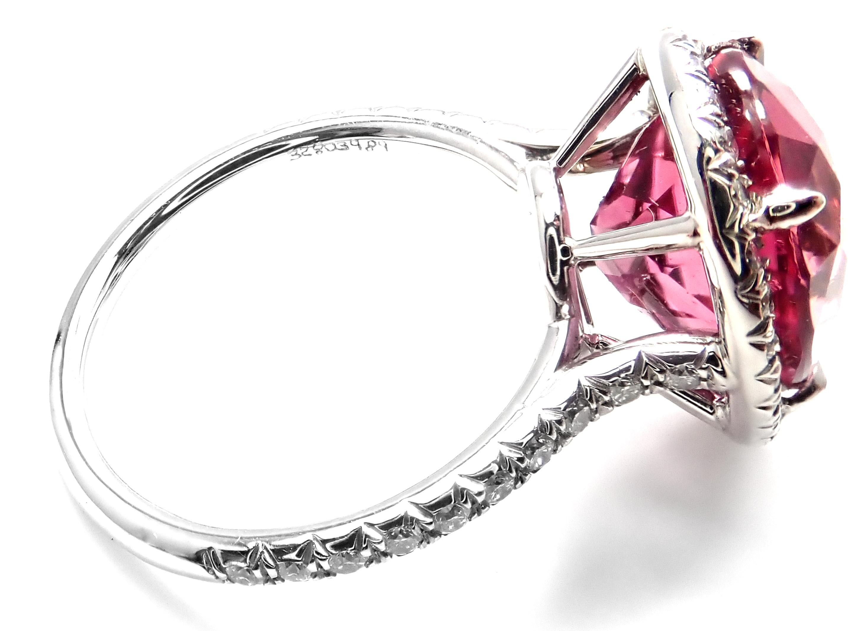 Women's or Men's Tiffany & Co. Diamond Large Pink Tourmaline Platinum Ring