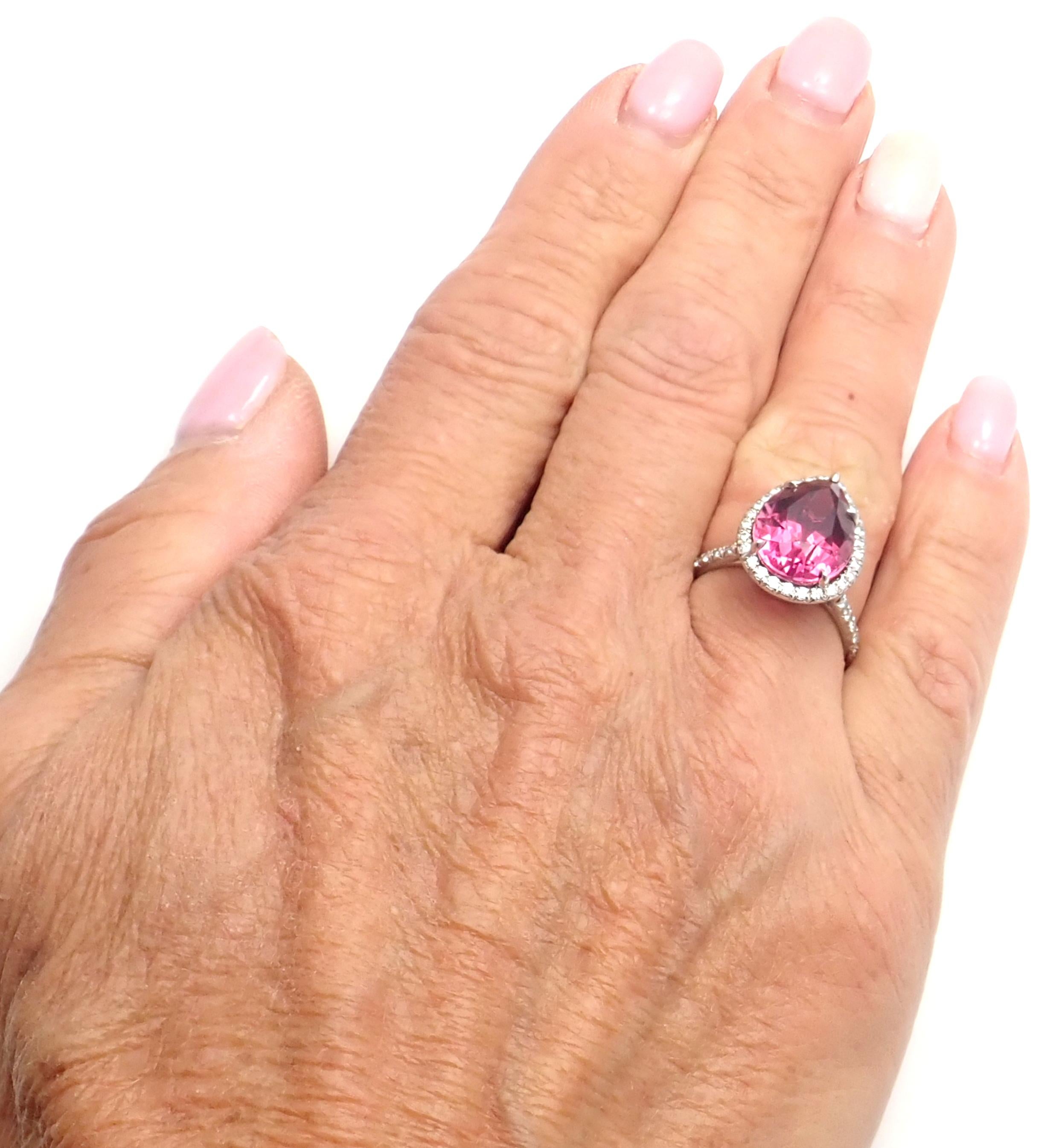 Tiffany & Co. Diamond Large Pink Tourmaline Platinum Ring 1