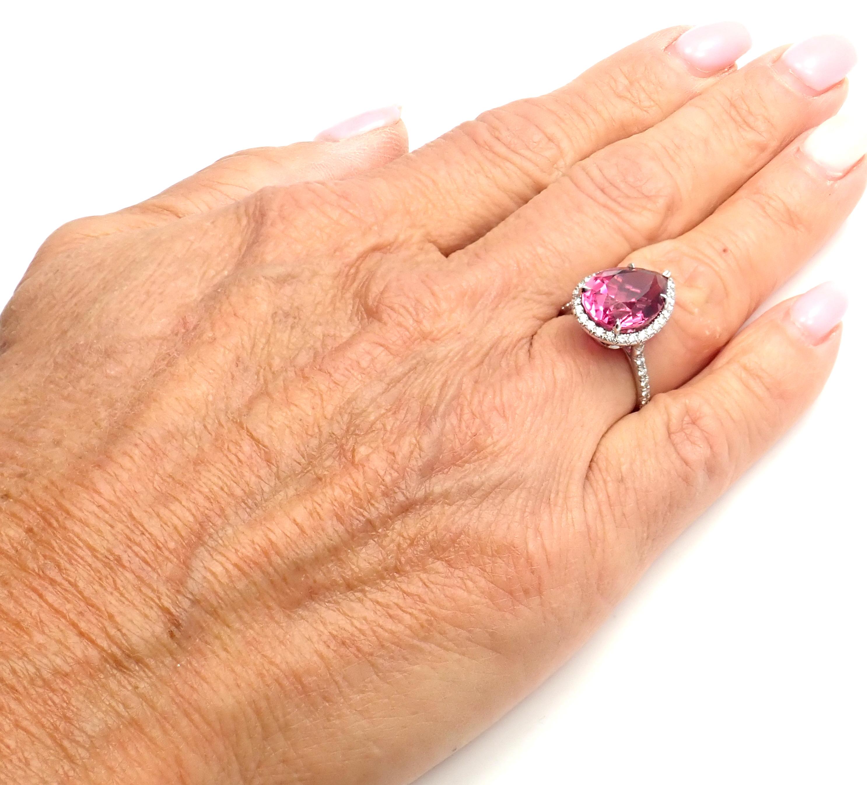 Tiffany & Co. Diamond Large Pink Tourmaline Platinum Ring 2