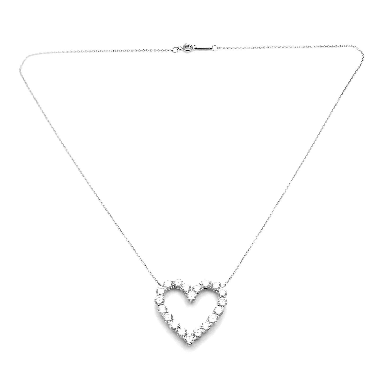 Tiffany & Co. Diamond Large Platinum Heart Necklace In Excellent Condition In Holland, PA