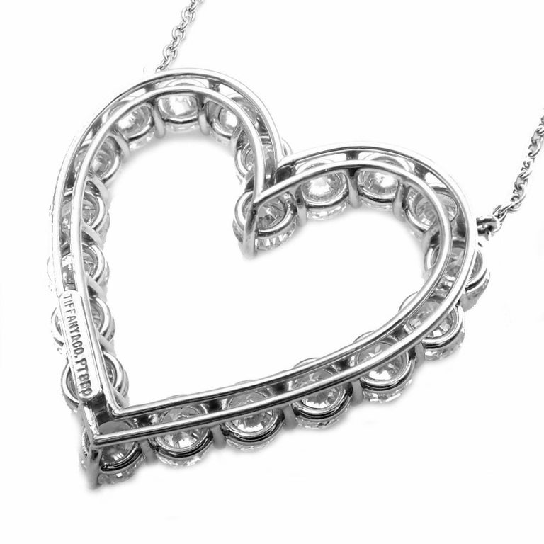 Tiffany and Co. Diamond Large Platinum Heart Necklace at 1stDibs