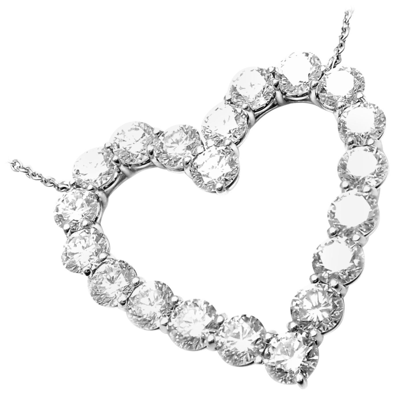 Tiffany & Co. Diamond Large Platinum Heart Necklace