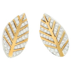 Tiffany & Co. Boucle d'oreille à clip « Diamond Leaf », 1981, platine et or 18 carats