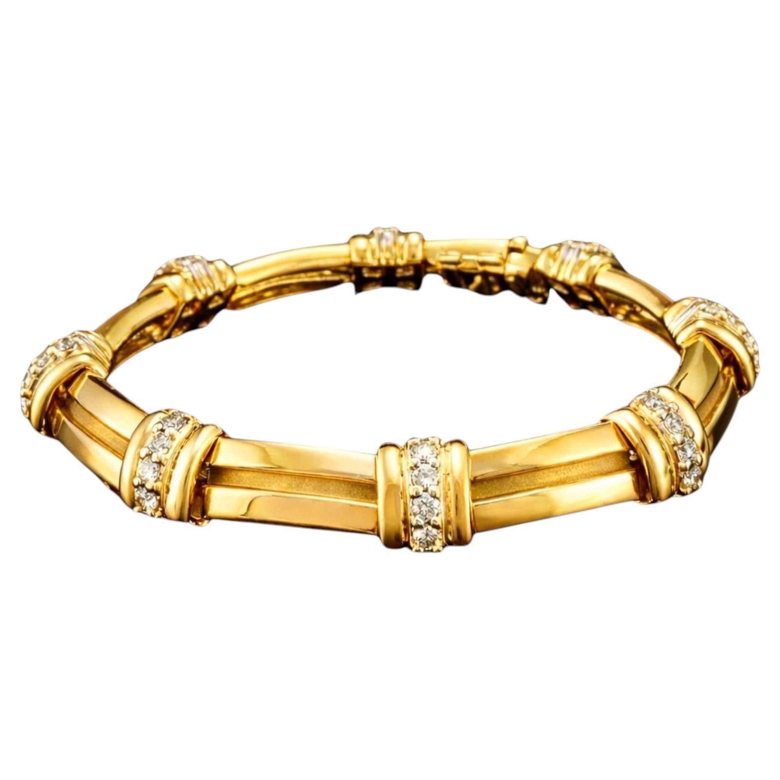 Tiffany & Co. Diamond Link Bracelet in 18 Karat Yellow Gold and Platinum For Sale