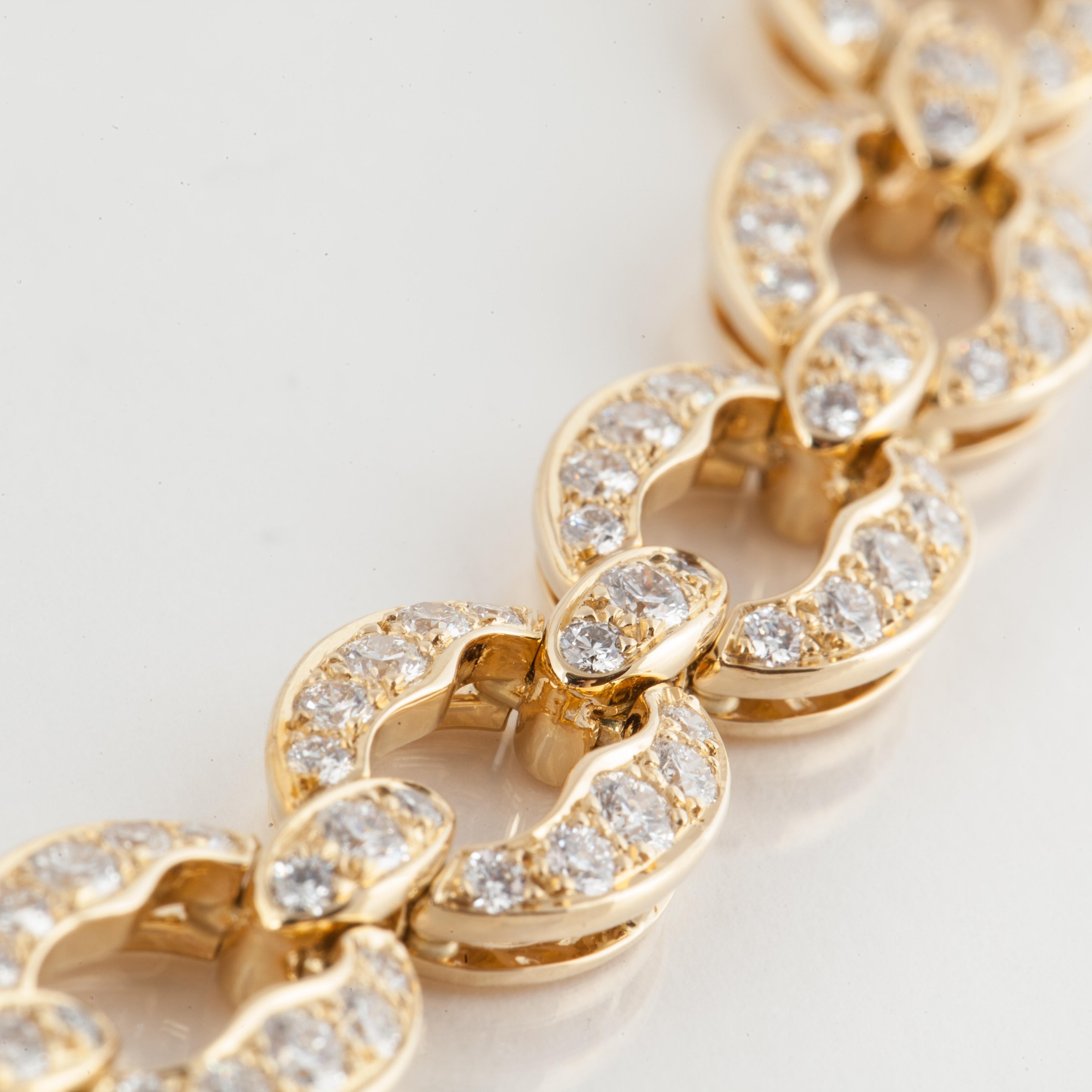Tiffany & Co. 18 Karat Gold Diamant-Gliederhalskette (Rundschliff) im Angebot