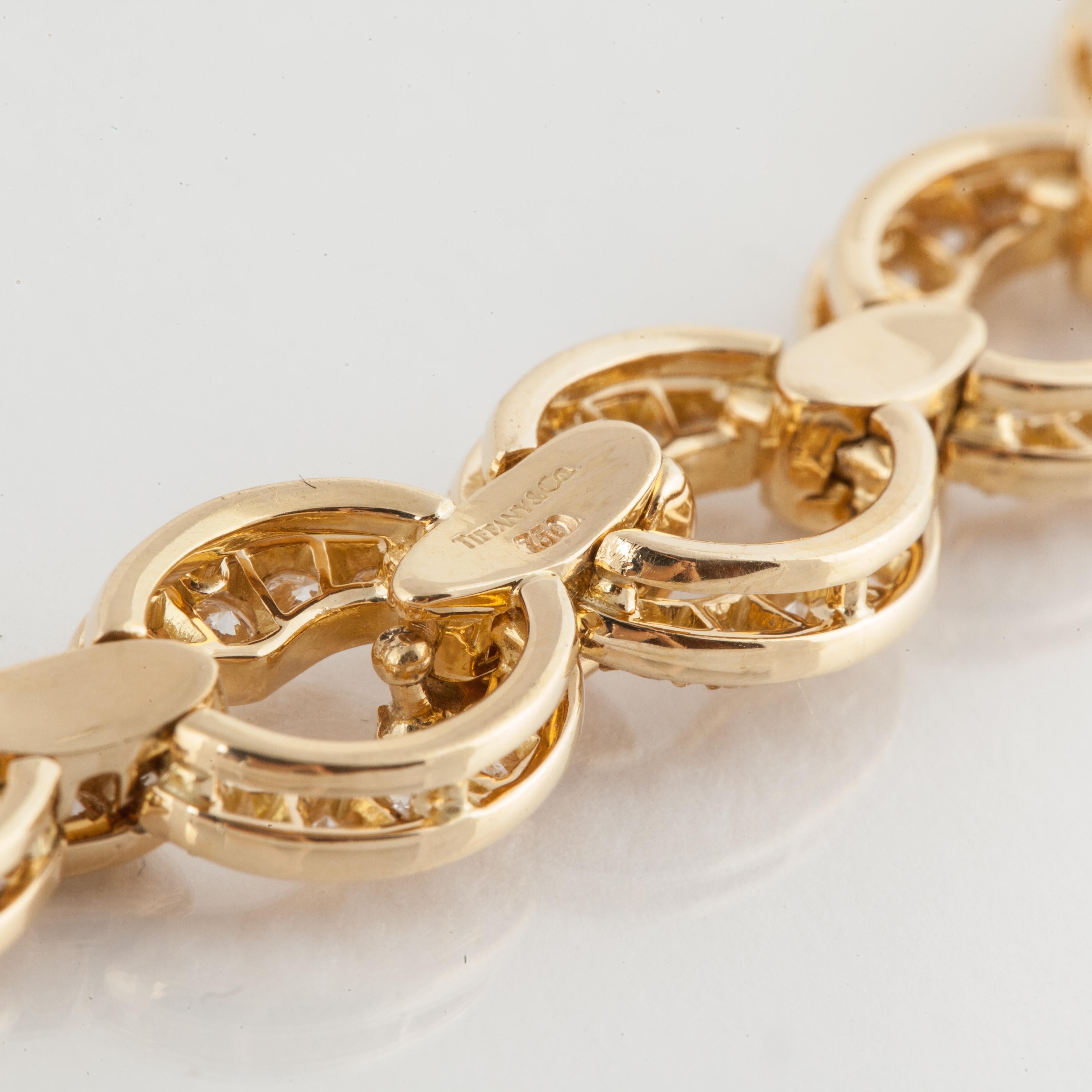 Tiffany & Co. 18 Karat Gold Diamant-Gliederhalskette im Zustand „Gut“ im Angebot in Houston, TX