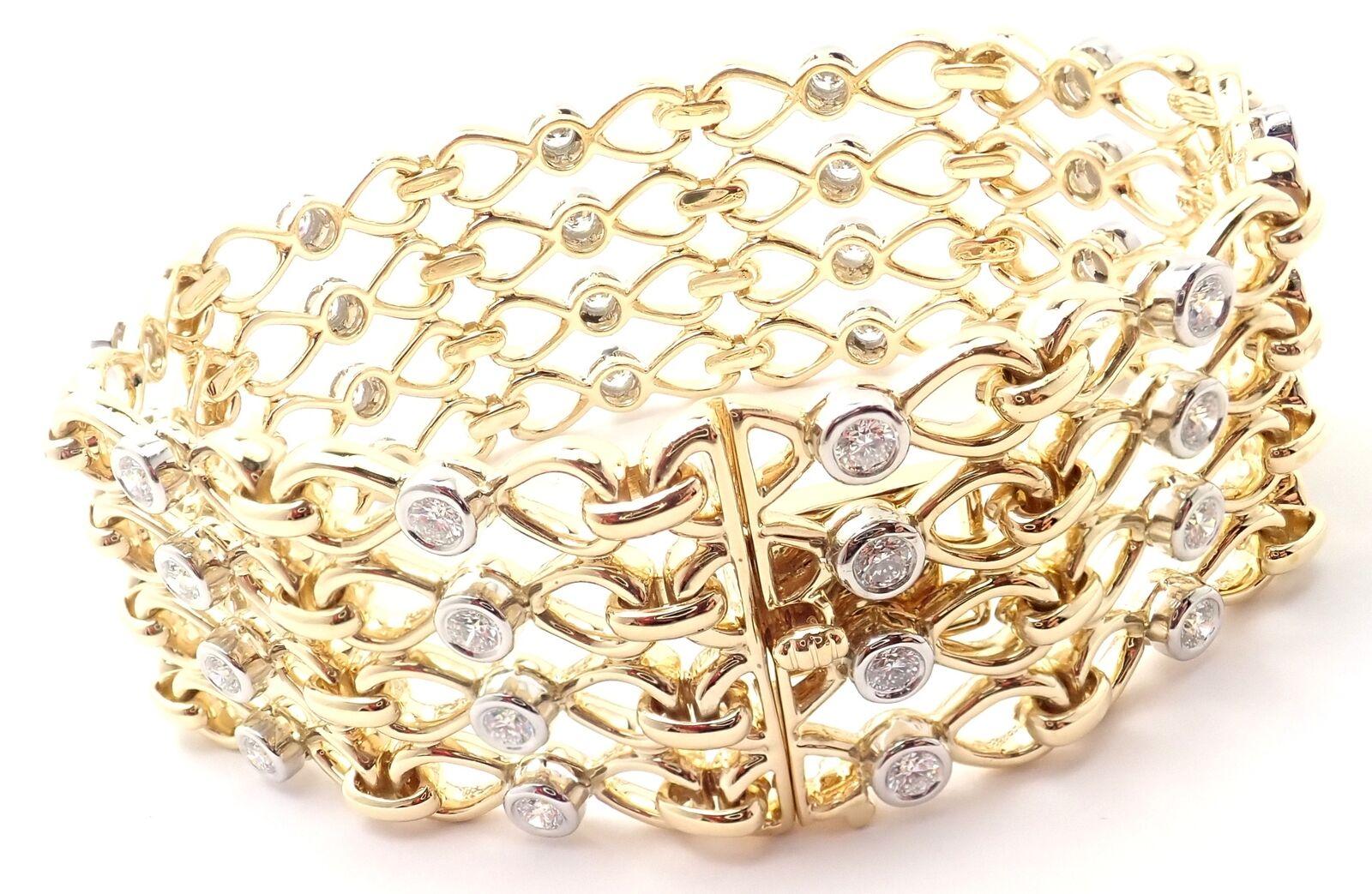 Tiffany & Co Diamond Link Yellow Gold and Platinum Bracelet 7
