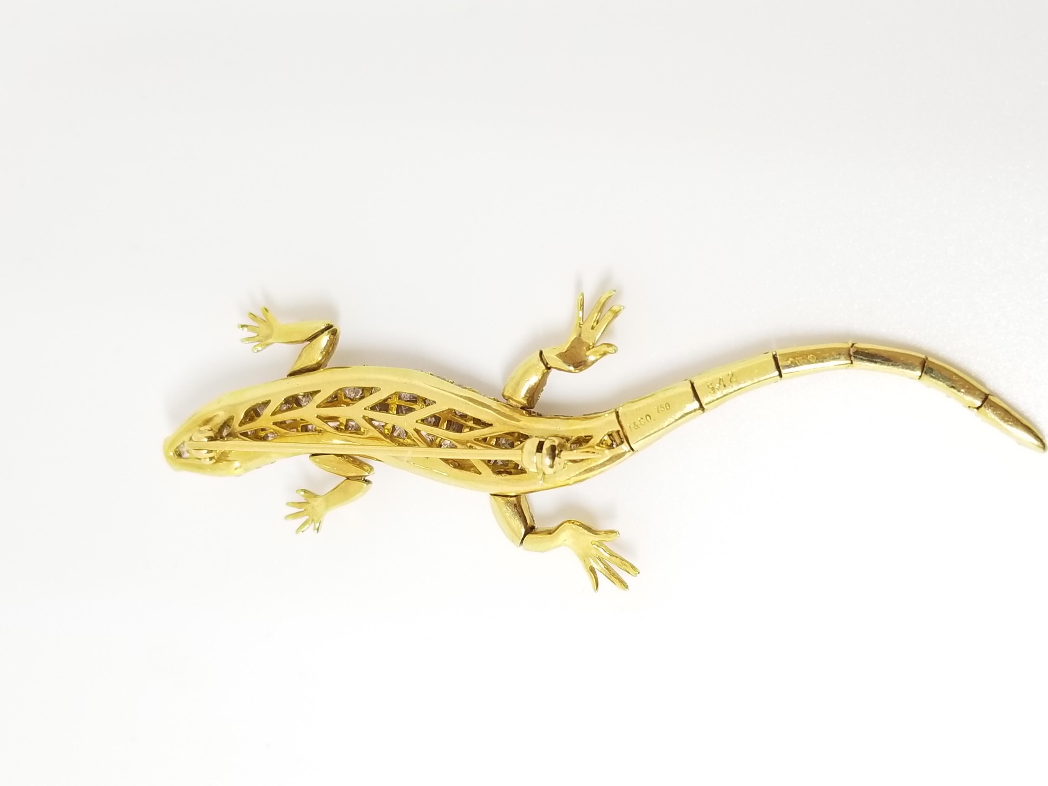 Tiffany & Co. Diamond Lizard Brooch In Excellent Condition In Great Neck Plaza, NY