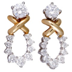 Tiffany & Co. Diamond Loop Platinum and Yellow Gold Push Back Earrings
