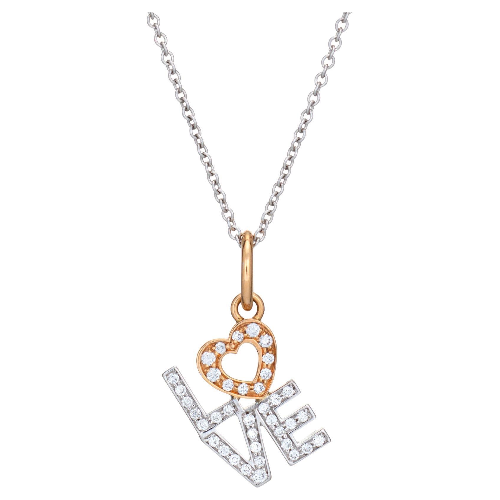 Tiffany
Co Diamond Love Pendant
Necklace 18k White Gold Signed Jewelry