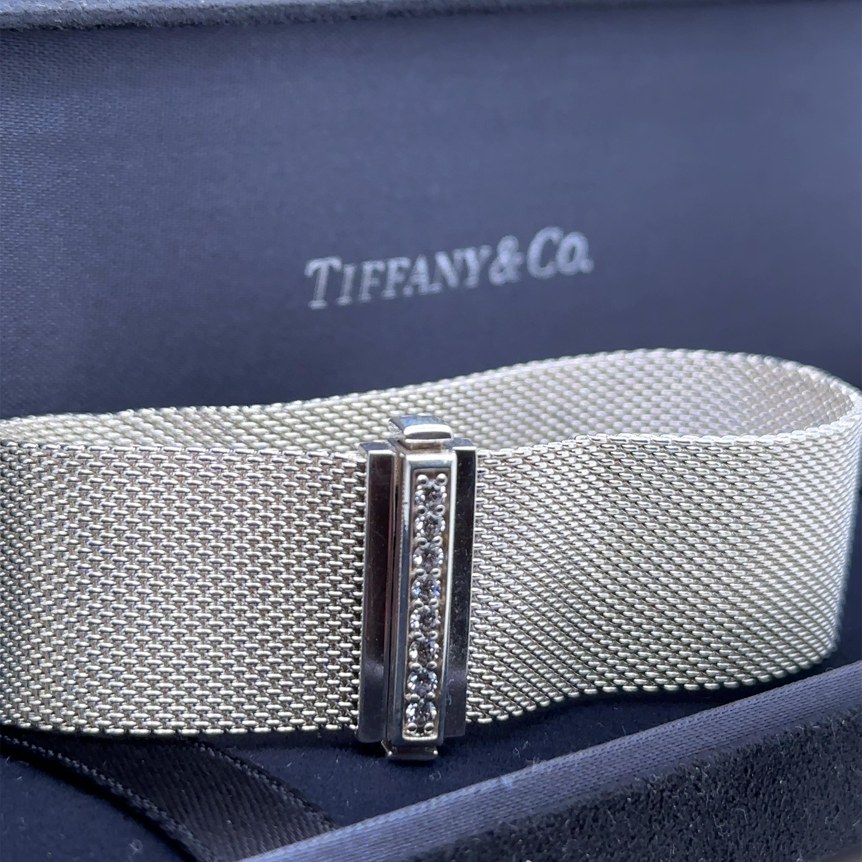 Round Cut Tiffany & Co Diamond Mesh Somerset Bracelet 0.21ct For Sale