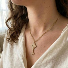 Tiffany & Co. Diamond Mini Victoria Key Necklace 18K Rose Gold Pendant