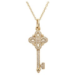Tiffany & Co. Diamond Mini Victoria Key Necklace 18K Rose Gold Pendant