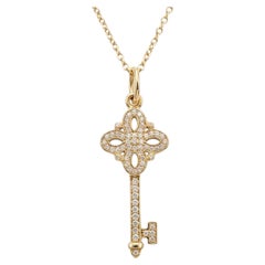 Tiffany & Co. Diamond Mini Victoria Key Necklace 18K Rose Gold Pendant