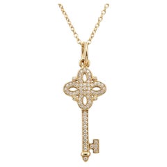 Tiffany & Co. Diamond Mini Victoria Key Necklace 18K Rose Gold Pendant