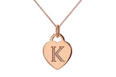 Vintage Tiffany & Co. Diamond Monogram Initial K Heart Pendant Necklace