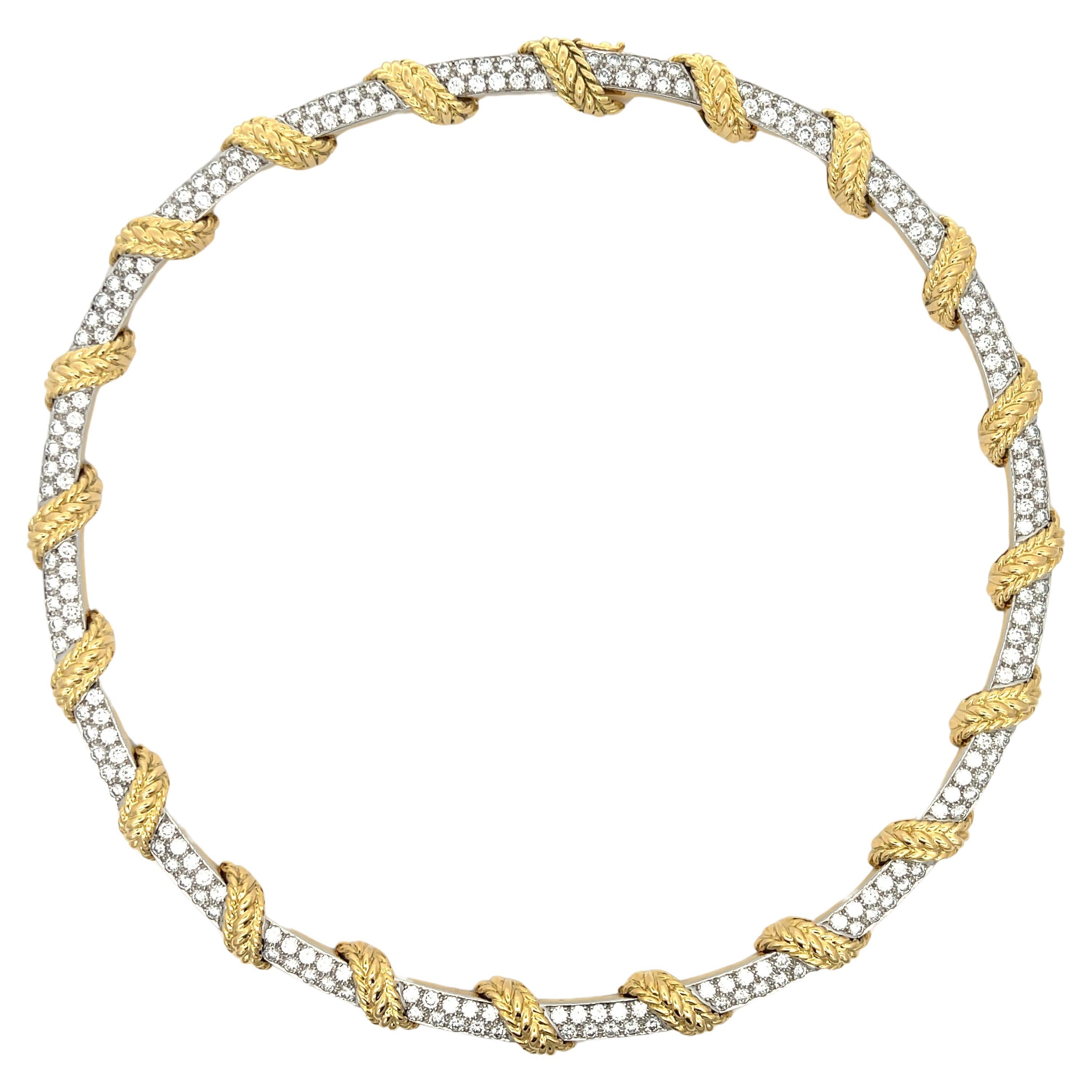 Tiffany & Co. Diamond Necklace Platinum Topped 18K Yellow Gold