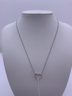 Tiffany & Co Diamond Open Heart Pendant Necklace Medium 18K White Gold