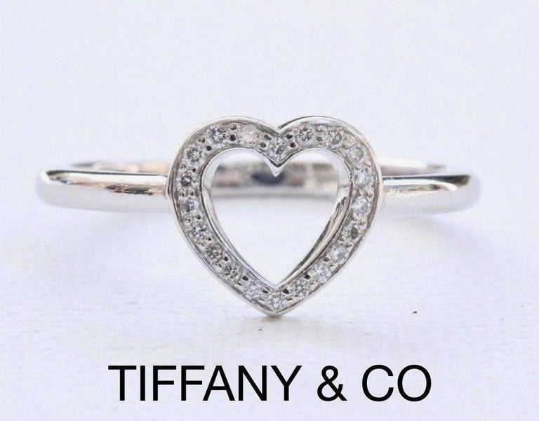 Tiffany and Co. Diamond Open Heart Ring in Platinum at 1stDibs