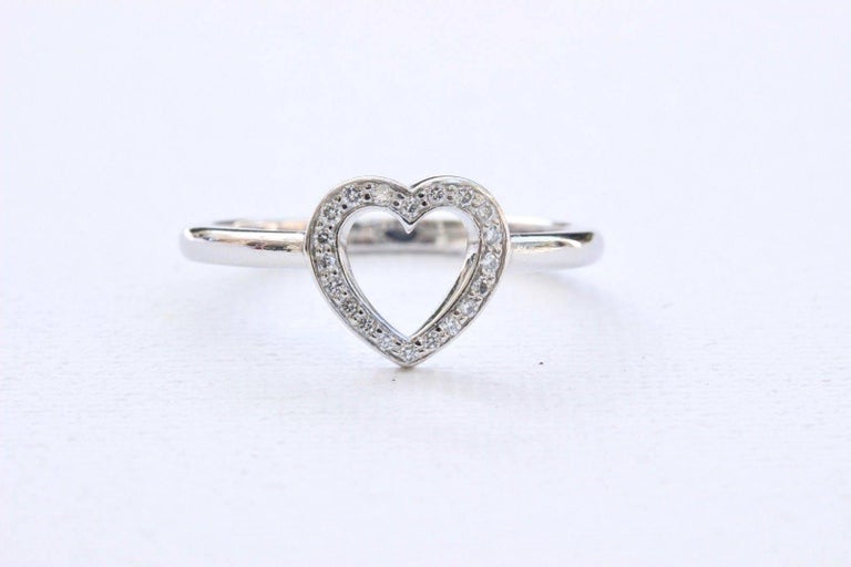 Tiffany and Co. Diamond Open Heart Ring in Platinum at 1stDibs