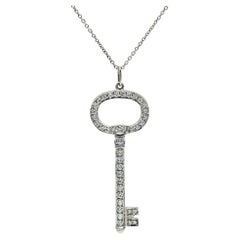 Tiffany & Co. Diamond Oval Key Platinum Pendant Necklace