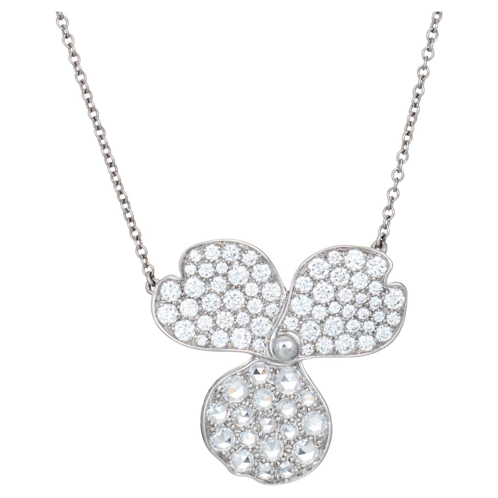 Collar de flores de papel con diamantes Tiffany 
Co Joyas de autor en platino en venta