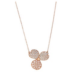 Tiffany & Co. Diamond Pave Large Paper Flowers Pendant Necklace 18K Rose Gold