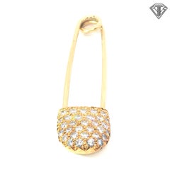 Tiffany & Co. Diamond Pave Safety Pin Brooch in 18K Yellow Gold