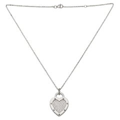 Tiffany & Co. Diamond Pave White Gold Heart Pendant Necklace