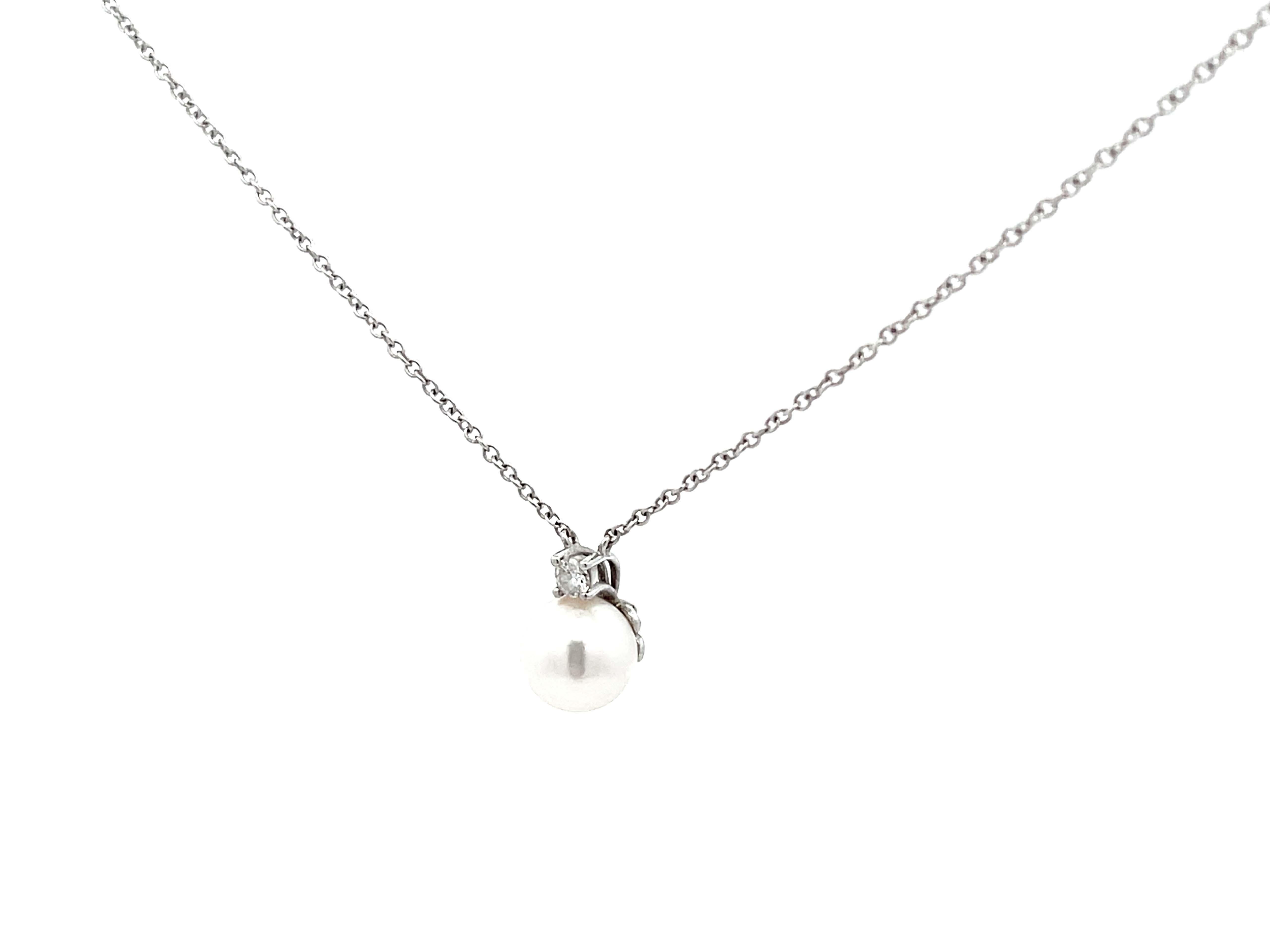Women's Tiffany & Co. Diamond Pearl Pendant 18k White Gold