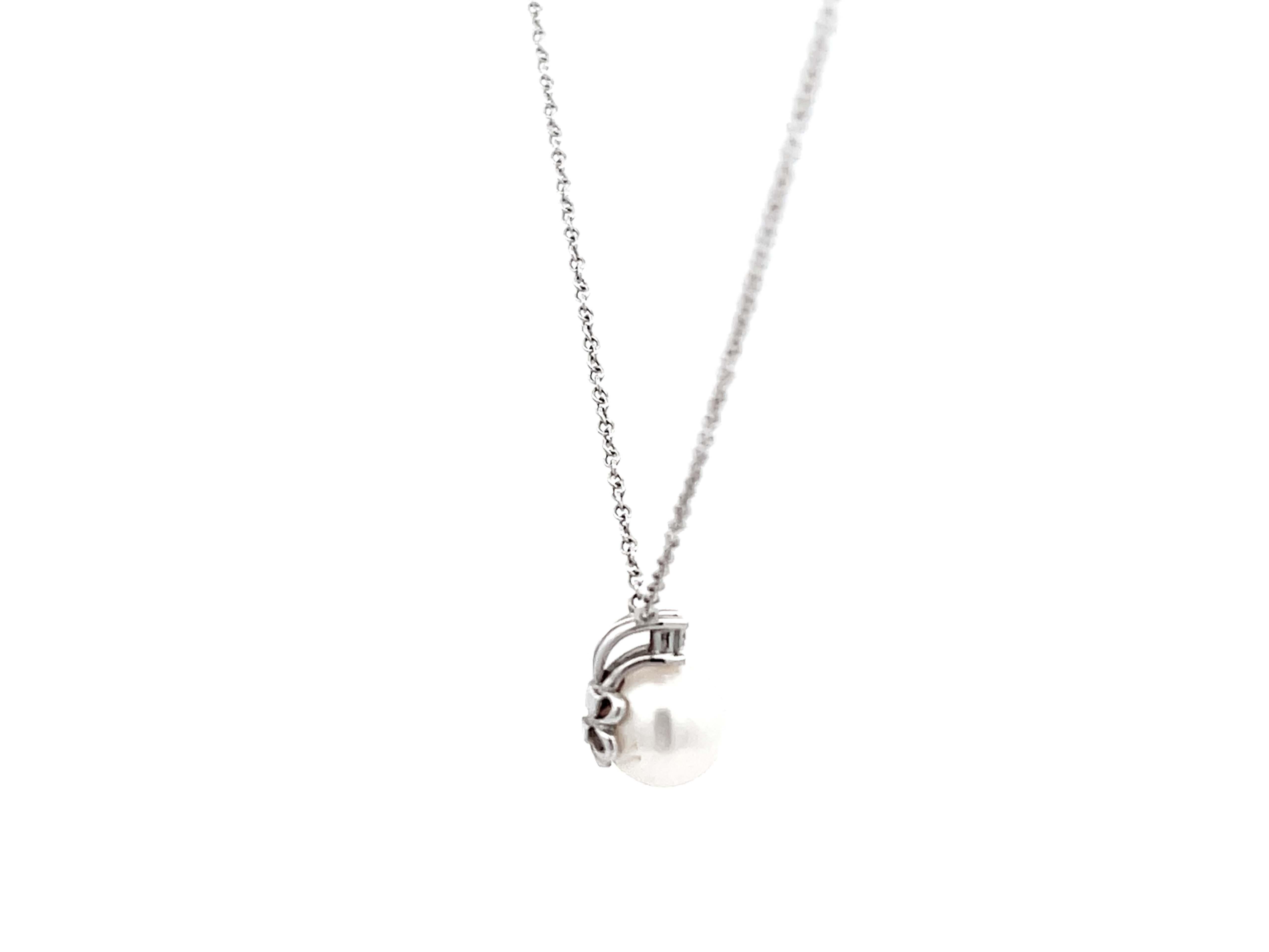 Tiffany & Co. Diamond Pearl Pendant 18k White Gold 1