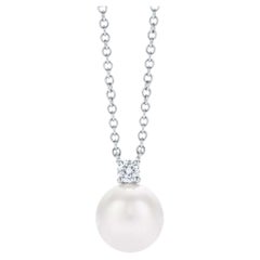 Tiffany & Co. Pendentif perle diamantée or blanc 18k