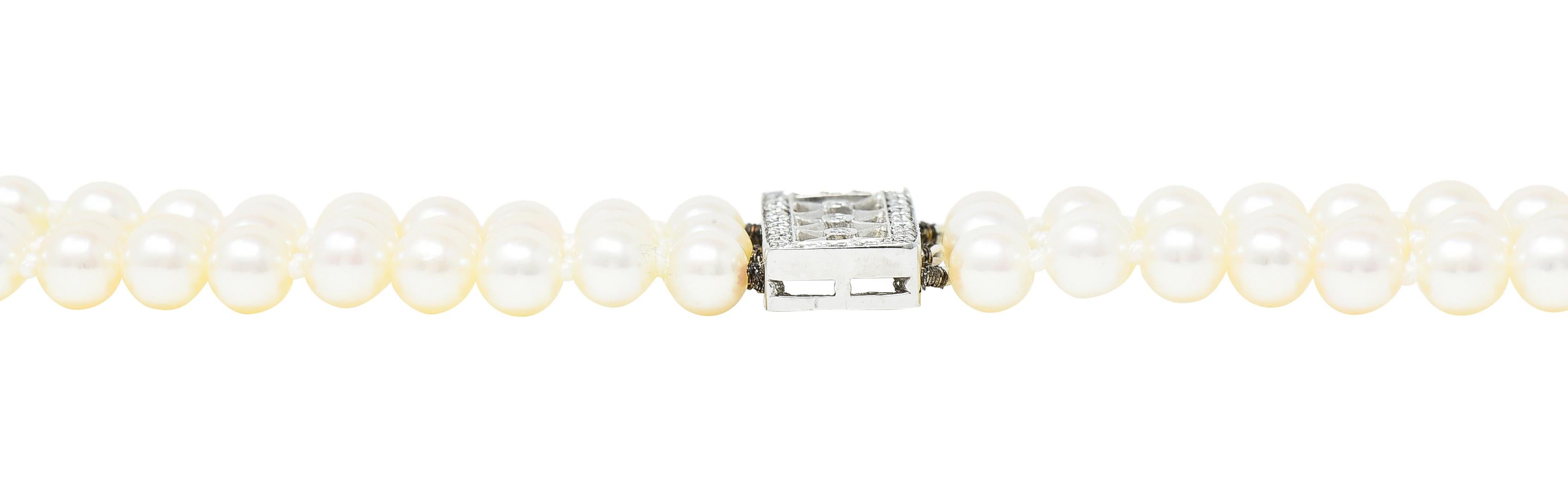 Women's or Men's Tiffany & Co. Diamond Pearl Platinum Voile Three Strand Station Bracelet