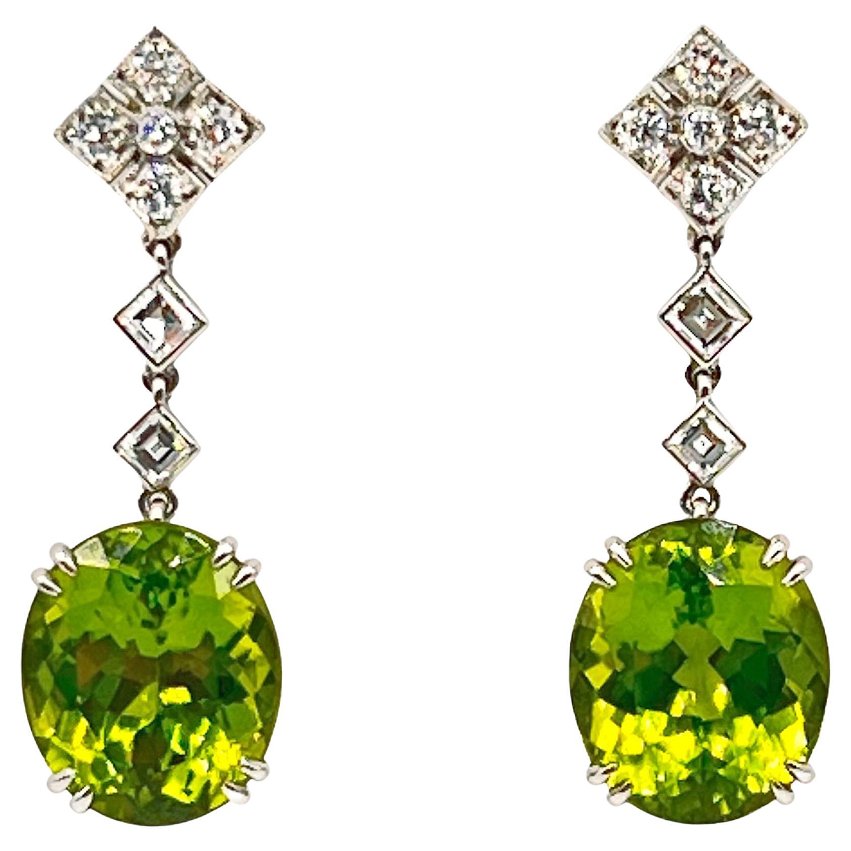 Tiffany & Co. Diamond Peridot Drop Earrings