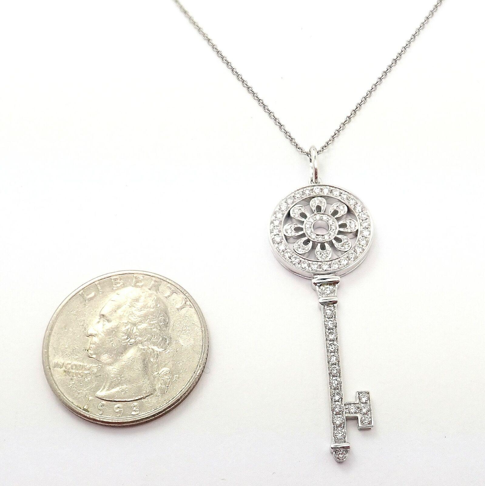 Tiffany and Co Diamond Petals Key Platinum Pendant Necklace at 1stDibs ...